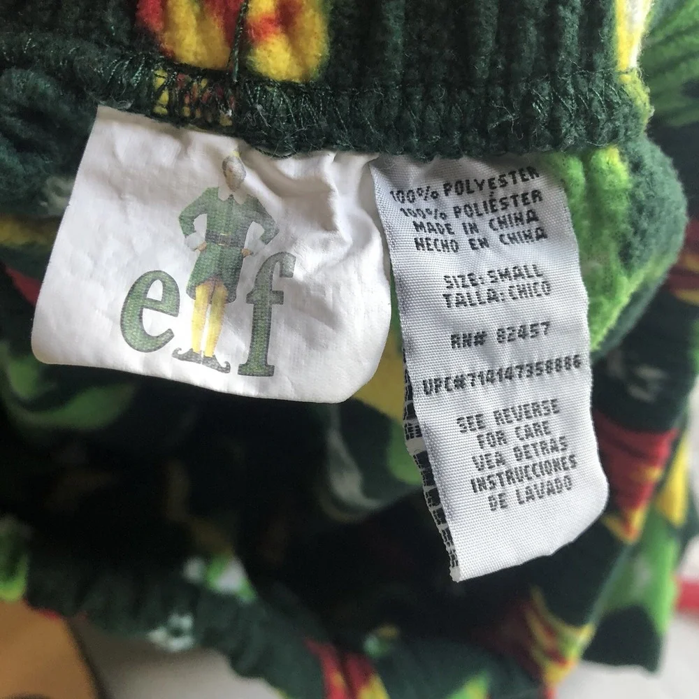 Elf Fleece Pajama Pants Buddy Christmas Holiday All over Print Sz S a2188